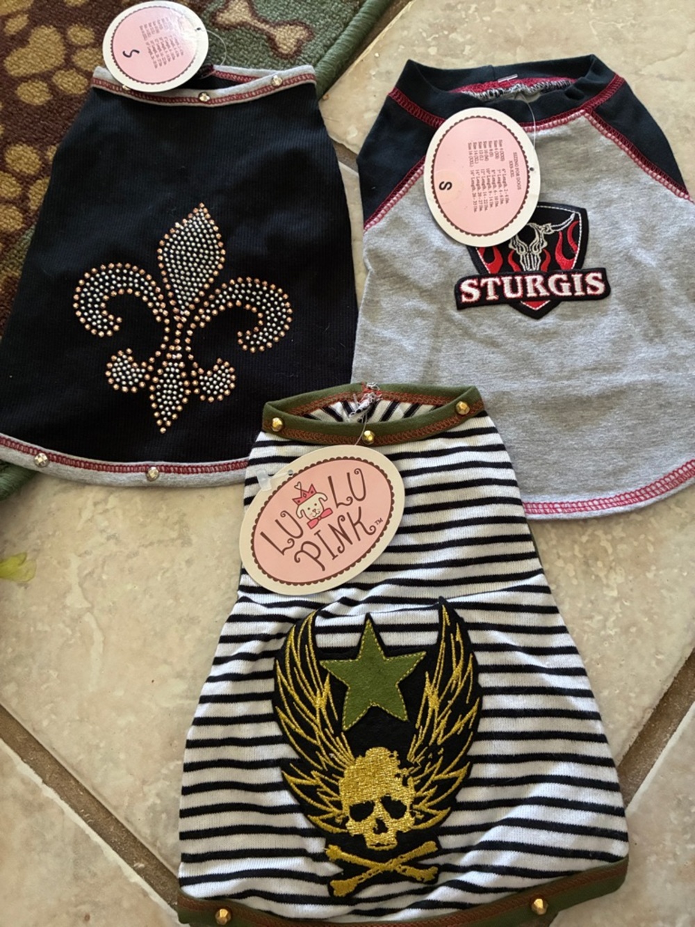 Bundle of three size small 6 to 10 pound T-shirts by Lulu pink